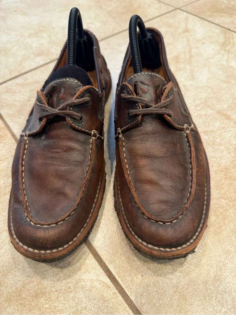 Frye Men's Dark Brown Leather Slip-On Moc Toe Boat Shoes